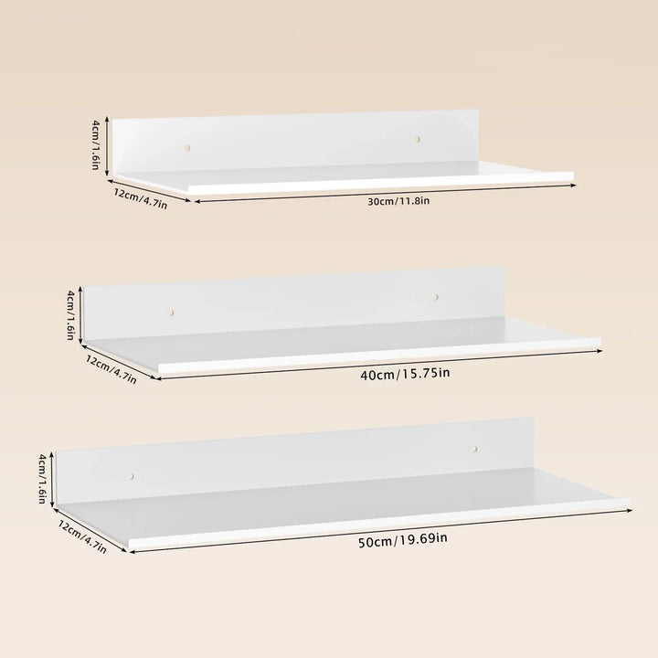 Metallura | Étagère murale en métal | Étagère flottante 30/40/50 cm | Rangement gain de place pour la salle de bain, la cuisine et la chambre