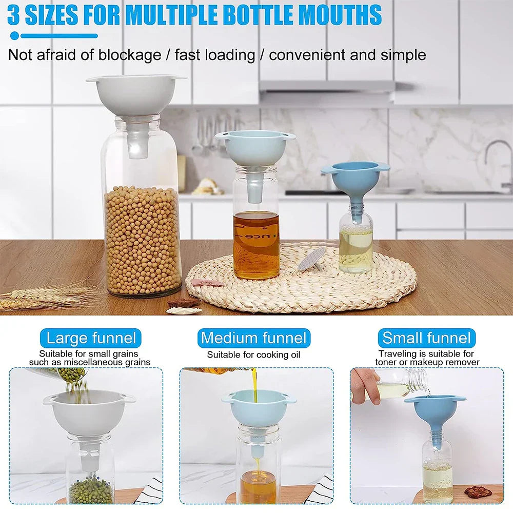 Ensemble de Funnels Nordivo 4in1 FunnelPro | Entonnoirs de cuisine sans BPA avec filtre | Alimentaire et empilable | Pour l'huile, les liquides et les épices