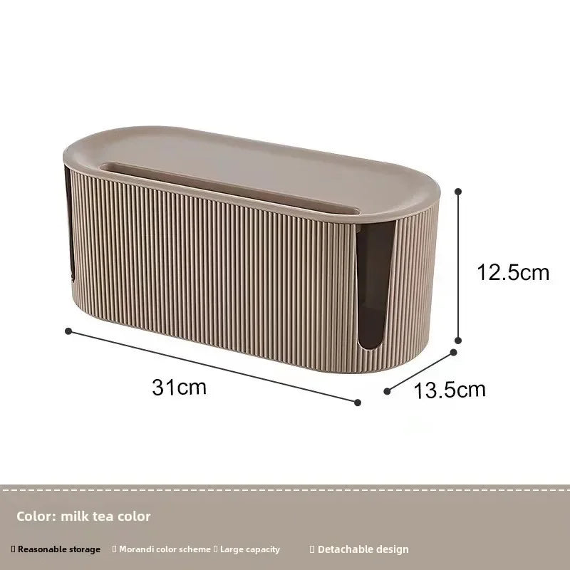 Kabelux Boîte à câbles avec couvercle | 32×13×12 cm | Organisateur de prises et de câbles de chargement | Protection contre la poussière pour adaptateurs et routeurs