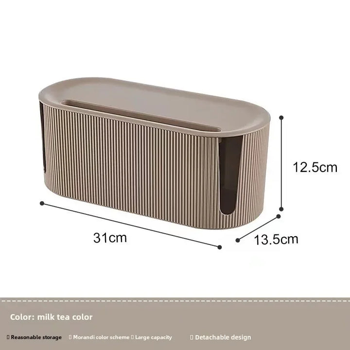 Kabelux Boîte à câbles avec couvercle | 32×13×12 cm | Organisateur de prises et de câbles de chargement | Protection contre la poussière pour adaptateurs et routeurs