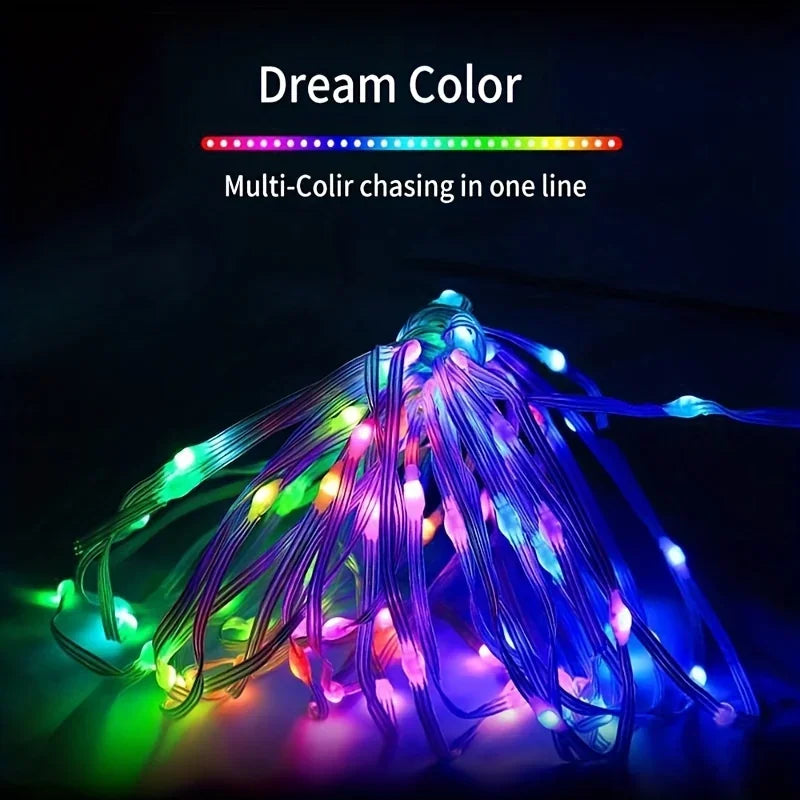 Guirlande LED intelligente LumiSync WS2812B | Contrôle Bluetooth & App | Changement de couleur RGBIC | USB & Étanche | 5m / 10m / 20m