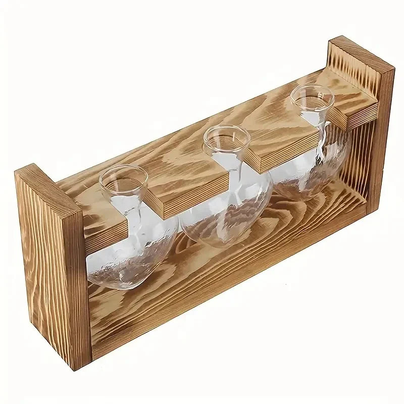 Vase Hydroponique Virella | Verre en forme de cœur dans un cadre en bois | Décoratif & Moderne | Pour boutures & plantes d'intérieur
