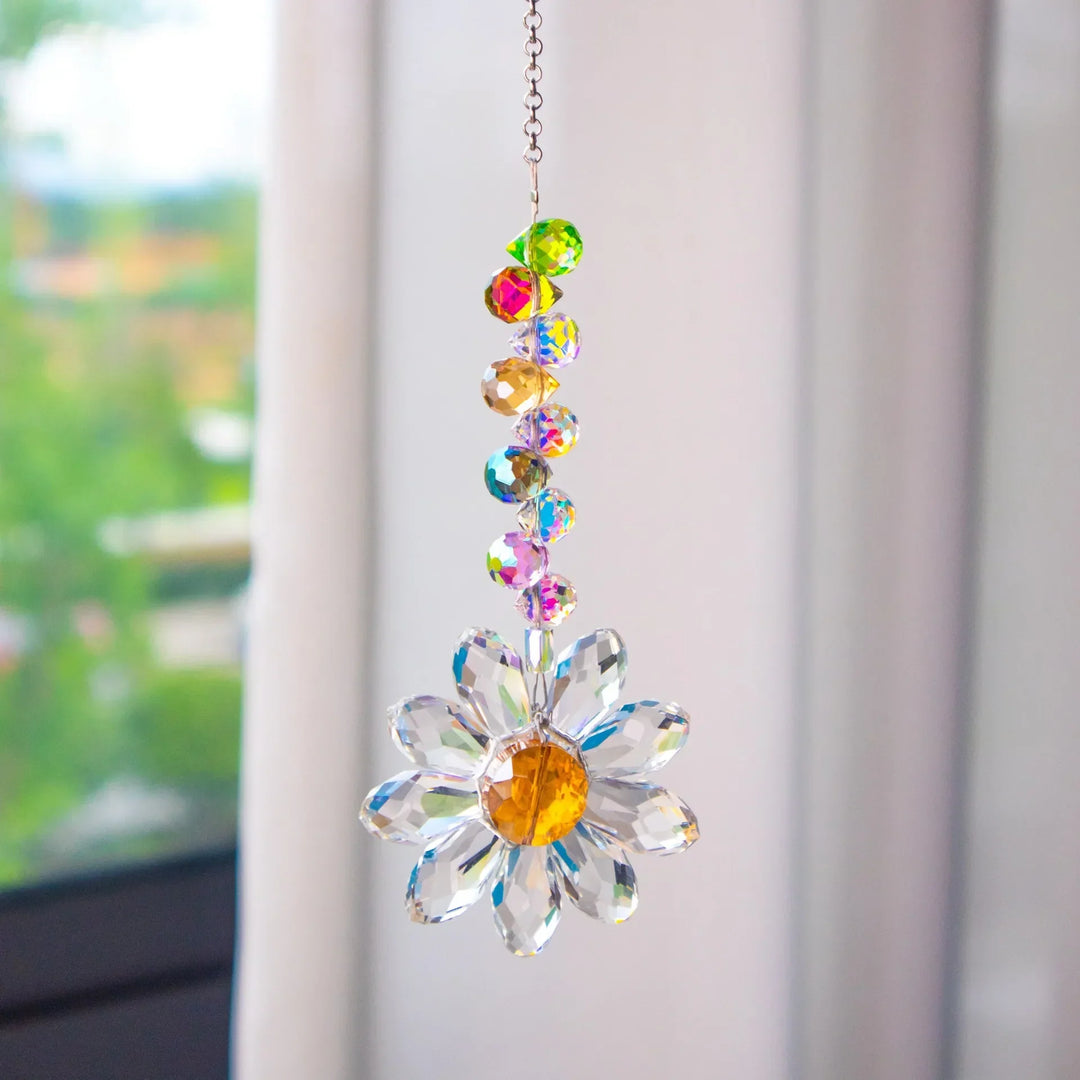 Attrape-lumière Kristall-Suncatcher LumiMargarita | Attrapeur de pluie K9-Daisy | Décoration de fenêtre et de jardin | 32 cm | Idée cadeau pour la maison