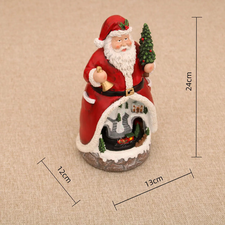 Noelura Boîte à Musique de Noël | Cabine de Noël Lumineuse avec Train & Musique | Éclairage LED & Rotation | USB & Pile | 24 cm