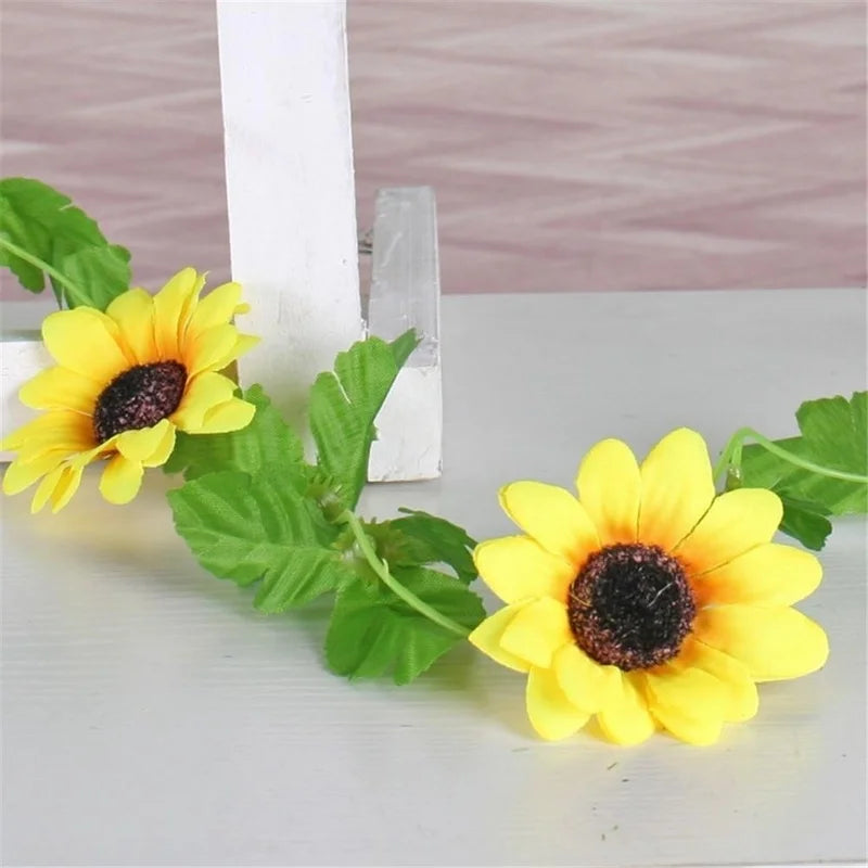 Guirlande de Tournesols Floraviva SunVine Artificielle | 2,6 m de longueur | 12 fleurs Ø 8 cm | Pour mariage, balcon & déco DIY