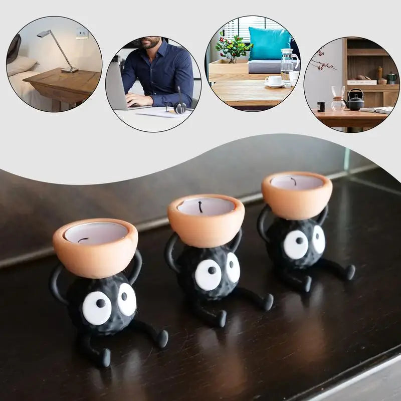 Briketta Glow Bougeoir en forme de brique | 7,1 × 6,4 × 6,6 cm | Design moderne en 3D | Noir