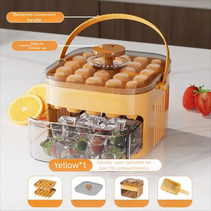 Moule à glaçons Frostina | 50 glaçons à la fois | Boîte de rangement à double couche | Compatible alimentaire & Réutilisable