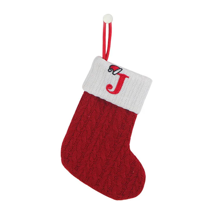 Chaussette de Noël SnowKnit | Tricotée avec un motif de flocons de neige | Décoration de Noël & idée cadeau | 25×15 cm
