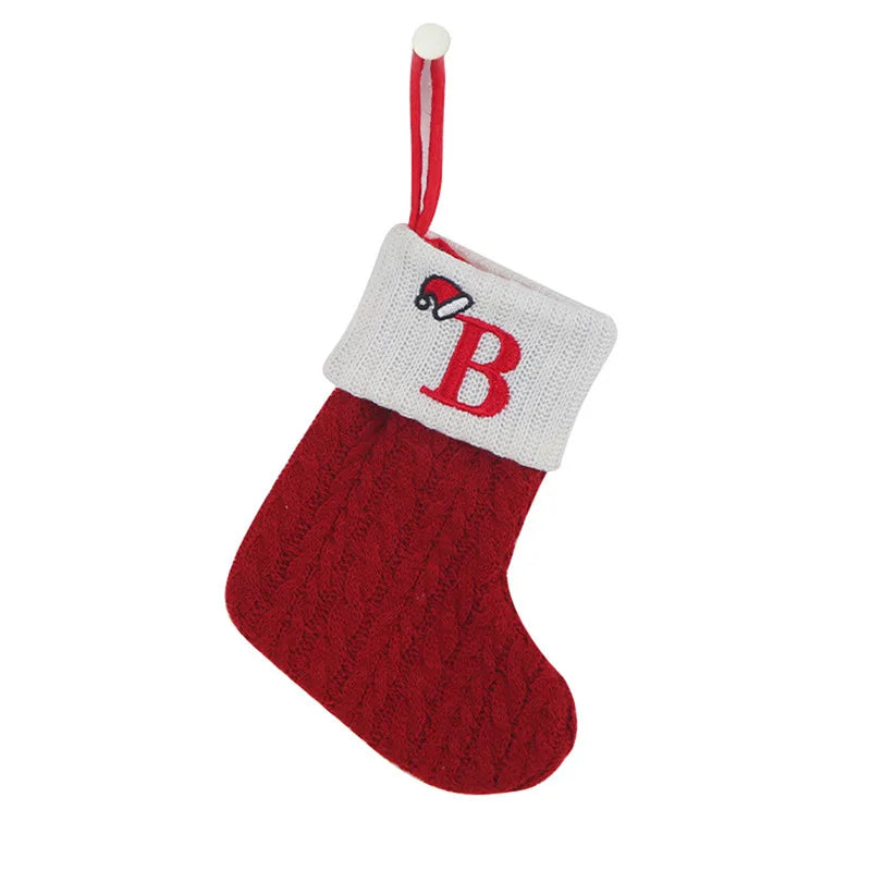 Chaussette de Noël SnowKnit | Tricotée avec un motif de flocons de neige | Décoration de Noël & idée cadeau | 25×15 cm