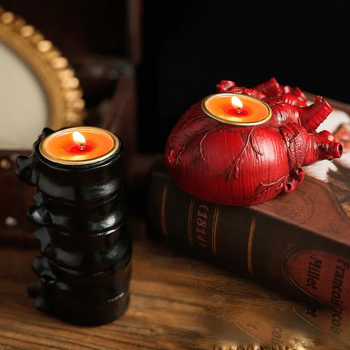 Bougeoir Halloween Effrayant Modèle de Simulation Cœur Cerveau Décoration Rétro Horreur, Accessoires de Décor Sensoriaux pour Festival Effrayant