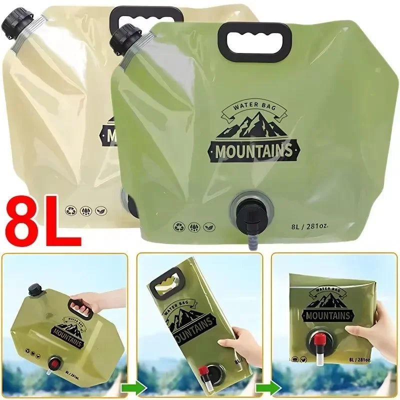 HydraPakx Sac à eau pliable 8 L | Avec poignée et bec verseur | Pour camping, randonnée et activités en plein air