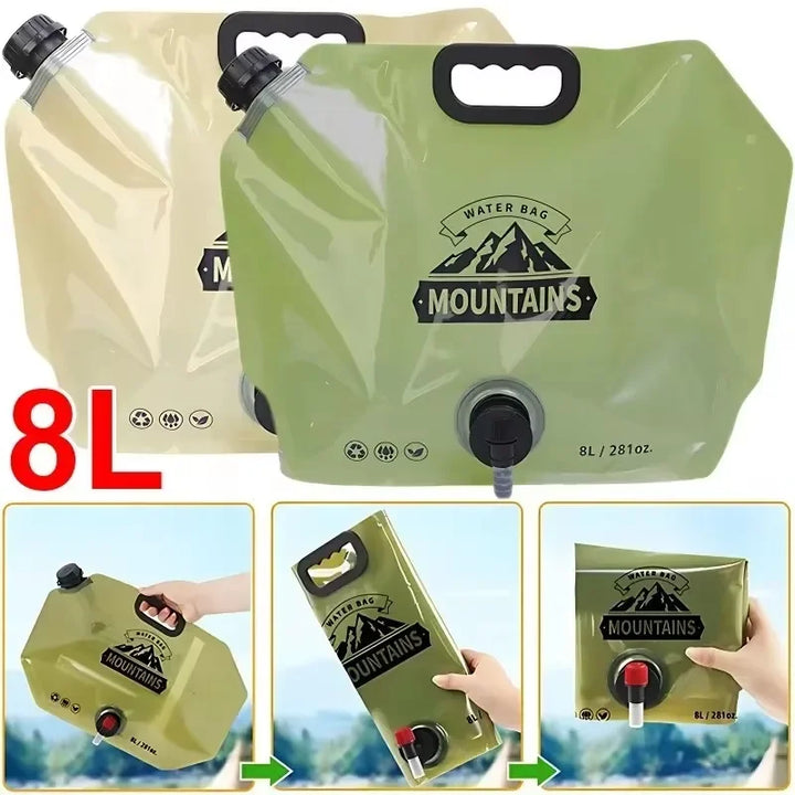 HydraPakx Sac à eau pliable 8 L | Avec poignée et bec verseur | Pour camping, randonnée et activités en plein air