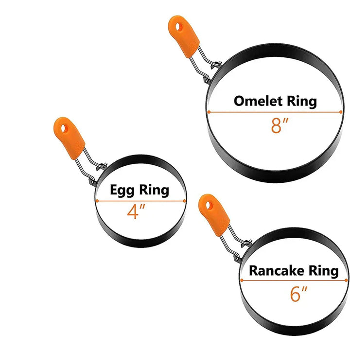Cookova Moule à œufs et pancakes en silicone avec poignée en acier inoxydable | Antiadhésif & Résistant à la chaleur | Pour œufs, pancakes & plus | Ø environ 9 cm