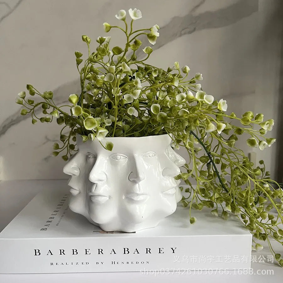 Pot de fleurs VISAGIO | Design de visage 3D | Accessoire de décoration artistique | 12,5 x 10,5 cm | Pour plantes d'intérieur & déco