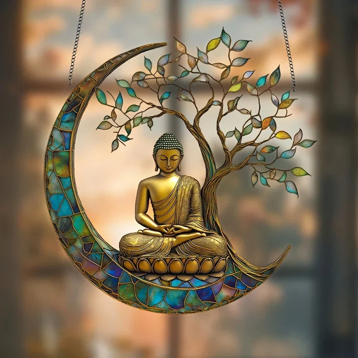 Attrape-lumière en acrylique ZenLight | Décor Bouddha 2D | Accessoire de fenêtre et de maison | Aménagement spirituel