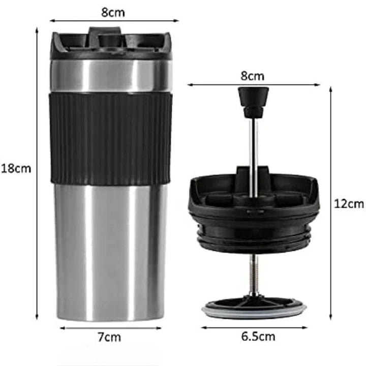 BrewMate Go | Presse Française Isolée To-Go | 420 ml | Acier Inoxydable | Double Paroi & Anti-Fuite
