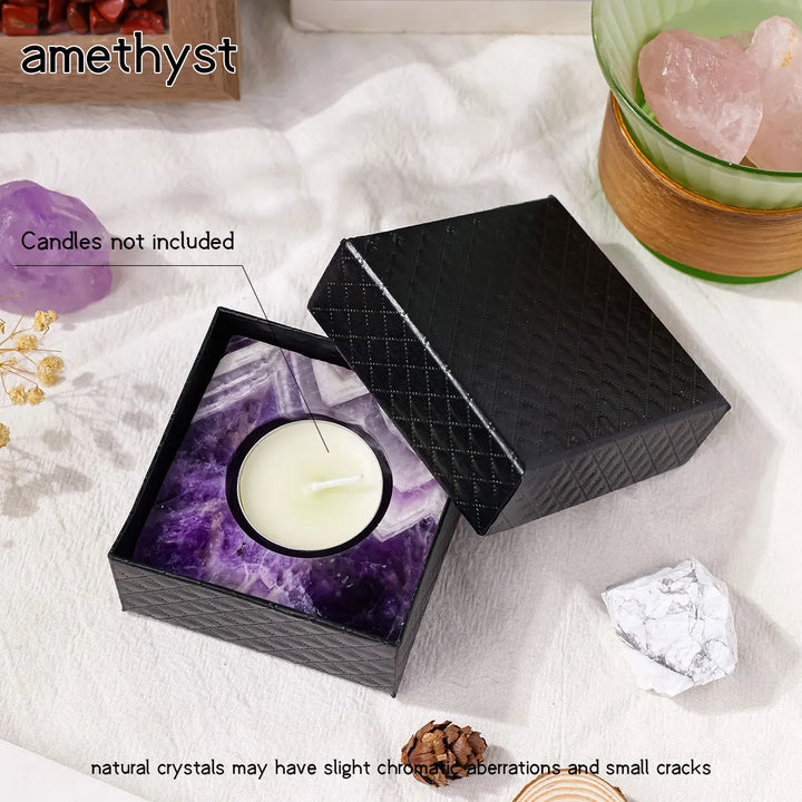 Support de bougie en cristal | Quartz rose & Cristal de roche | Fait main | Pierres précieuses naturelles