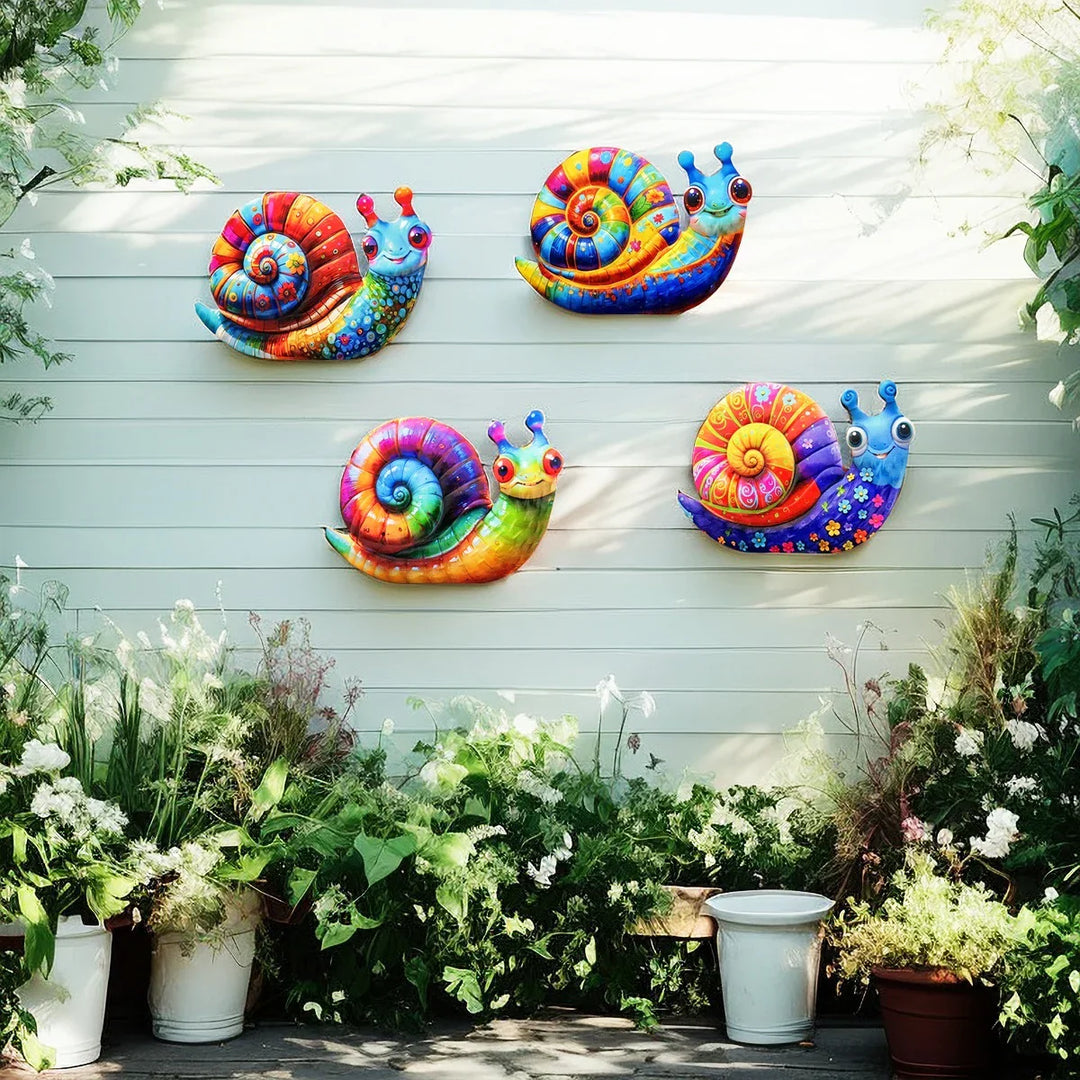 Gartentiva Décoration Murale Métal Escargot | Décoration de Jardin en Métal Résistante aux Intempéries | Pour Clôture, Terrasse & Intérieurs | 21,5 × 13,5 cm