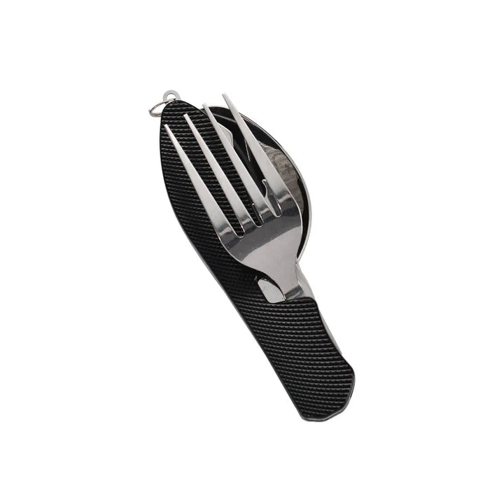 TrekMate 3-en-1 Ustensiles de Camping | Ensemble d'Ustensiles de Plein Air Pliable avec Couteau, Fourchette & Cuillère | Acier Inoxydable | Compact & Robuste | Pour Camping, Randonnée & Voyage