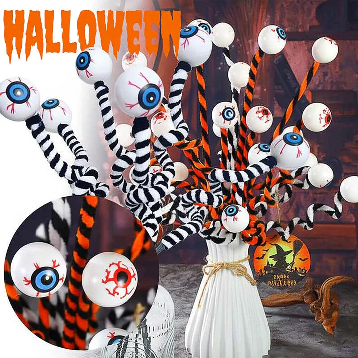 Décoration d'Yeux Halloween Creepos | Yeux en Fil Sautants | Pendants Noir et Blanc | Décoration de Fête Intérieure & Extérieure