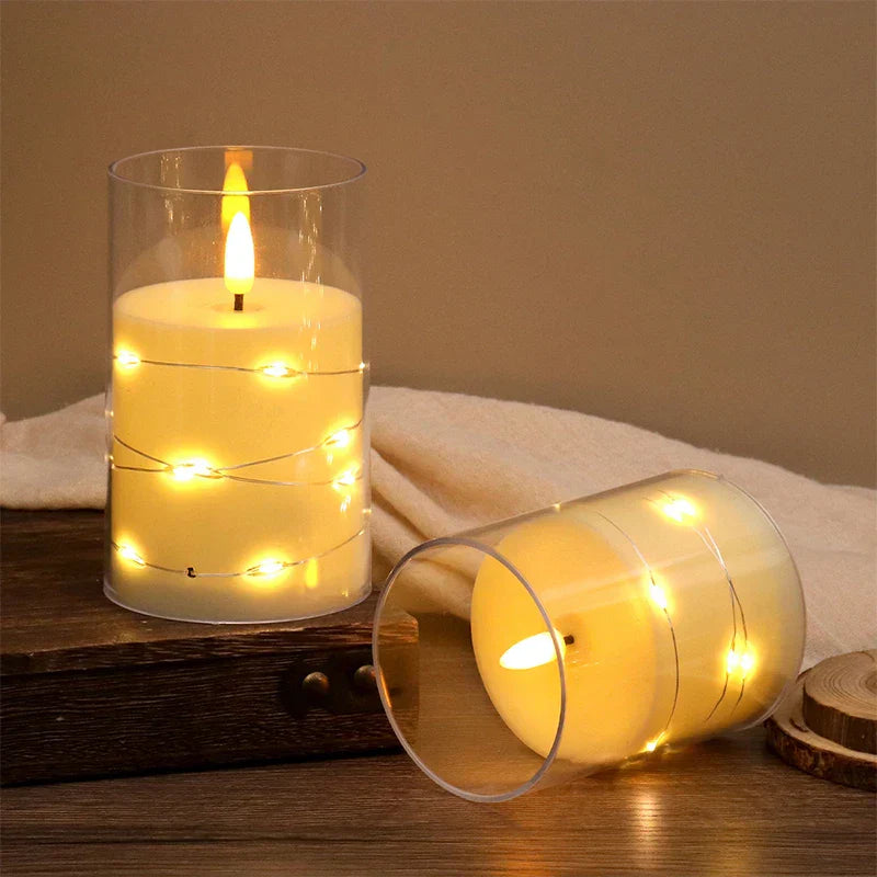 LumiFlame Bougie LED | Lumières en fil de cuivre | Effet cire véritable | 10 / 12,5 / 15 cm | Fonctionne sur piles
