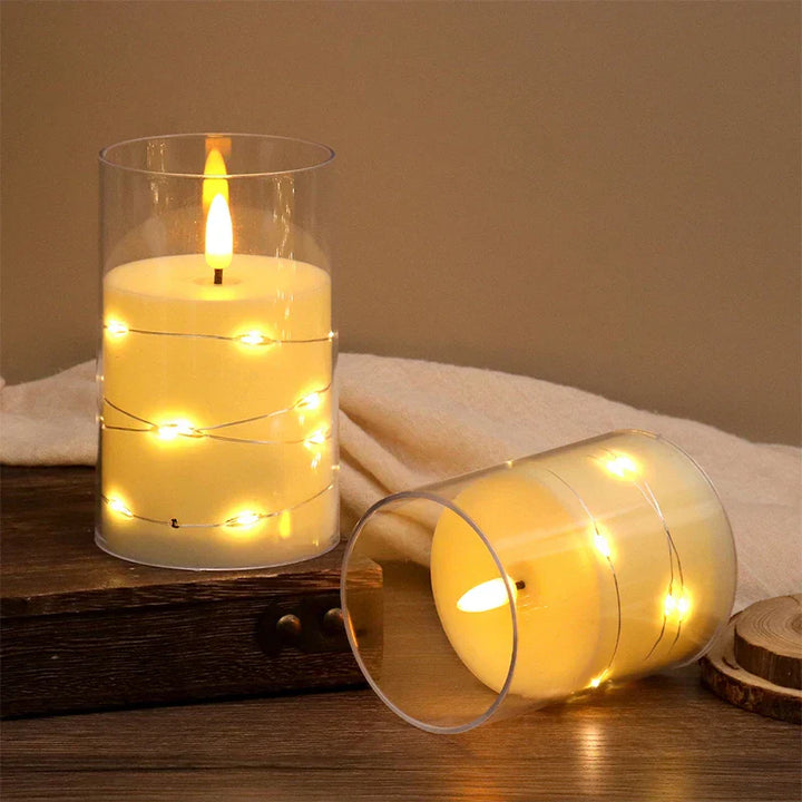 LumiFlame Bougie LED | Lumières en fil de cuivre | Effet cire véritable | 10 / 12,5 / 15 cm | Fonctionne sur piles