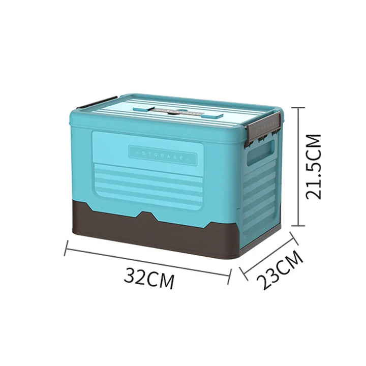 FlexiStore Boîte Pliable | Organisateur empilable avec couvercle | 32×23×21,5 cm | Rangement en plastique pour la maison et en déplacement