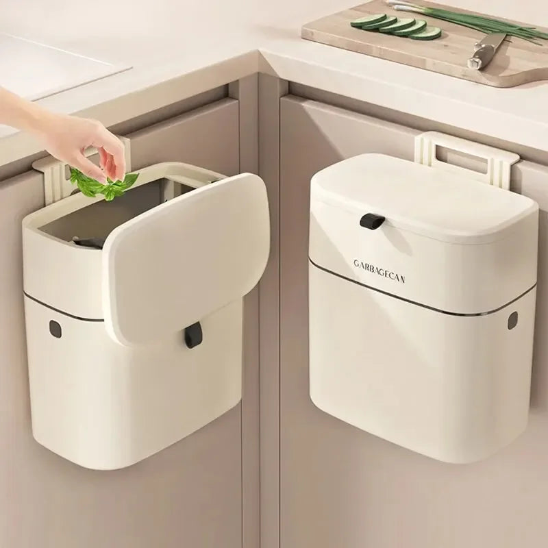 Poubelle suspendue CleanFold SquareBin | Avec couvercle rabattable et grande capacité | Pour salle de bain, cuisine et WC | 25,5 × 15 × 28,3 cm