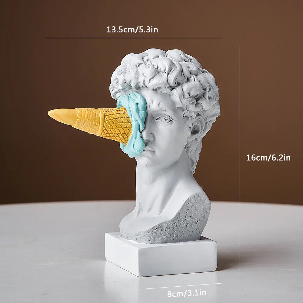ArteFrost | Statue de David avec glace | Sculpture nordique moderne | Décoration pour bureau et maison