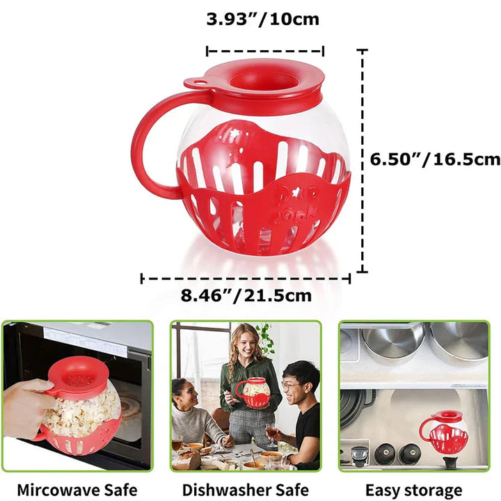 Popurella Préparateur de Popcorn au Micro-ondes en Verre Borosilicaté | Résistant à la Chaleur & Réutilisable | 1 pièce | environ 400 g