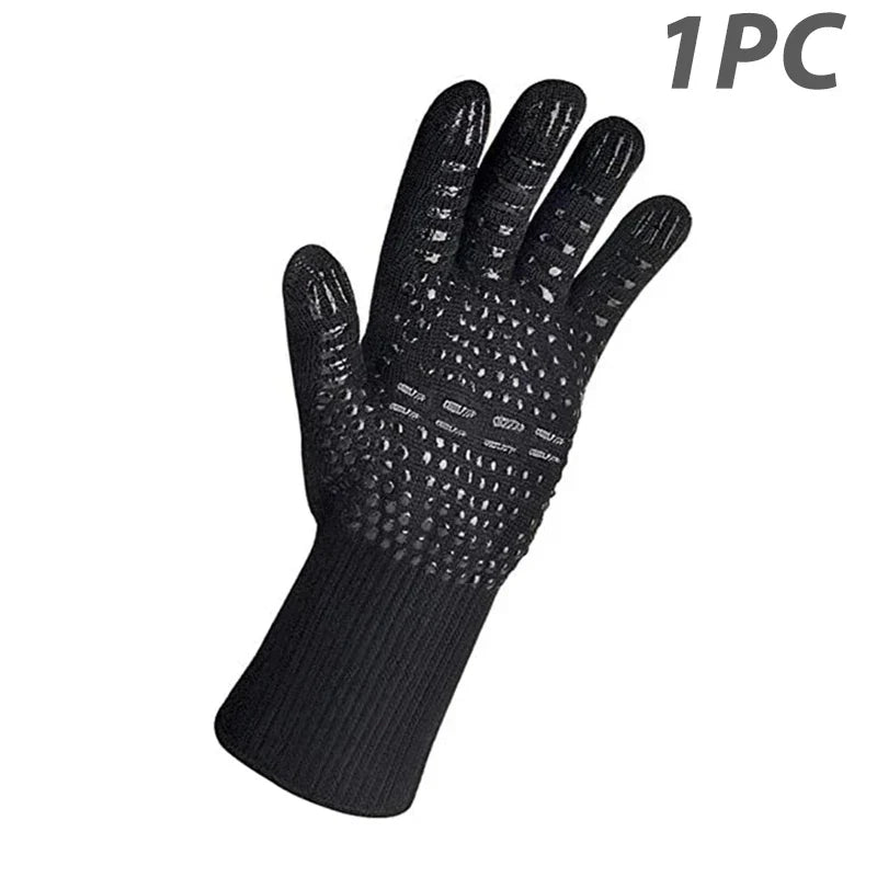 ThermaGrip Gant de Grill Résistant à la Chaleur | Silicone & Coton | Antidérapant & résistant au feu jusqu'à 800 °C | Pour Grill, Four & BBQ | 1 pièce
