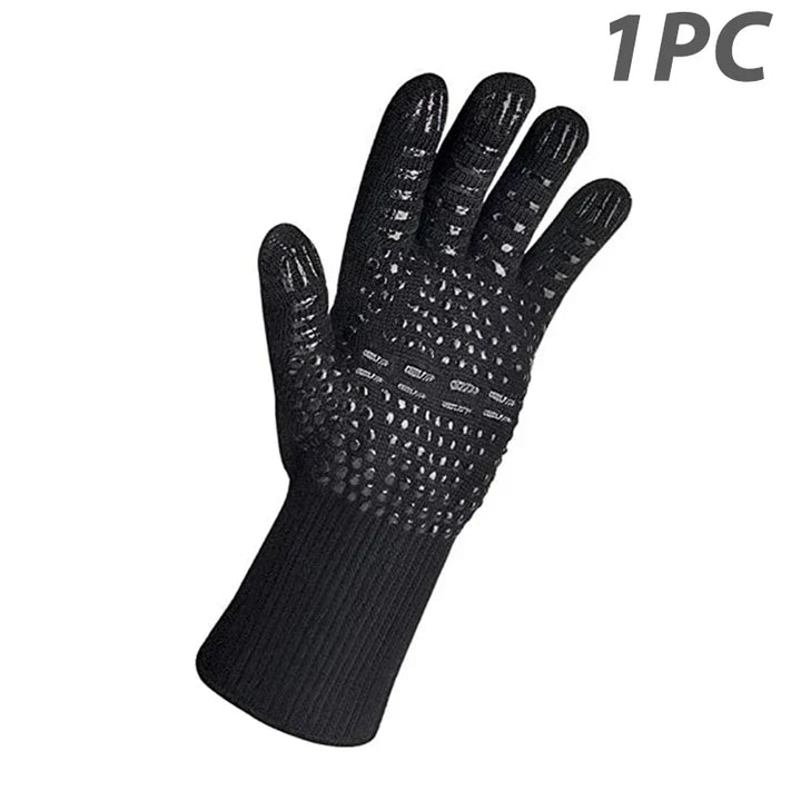 ThermaGrip Gant de Grill Résistant à la Chaleur | Silicone & Coton | Antidérapant & résistant au feu jusqu'à 800 °C | Pour Grill, Four & BBQ | 1 pièce