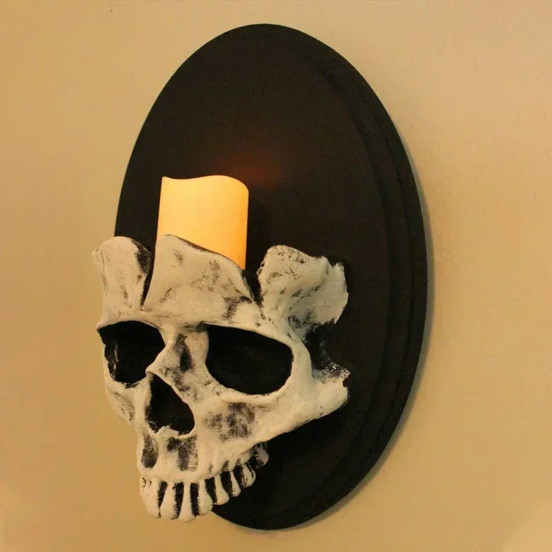 Bougeoir mural SkullTorch | Design crâne | Décor gothique et Halloween