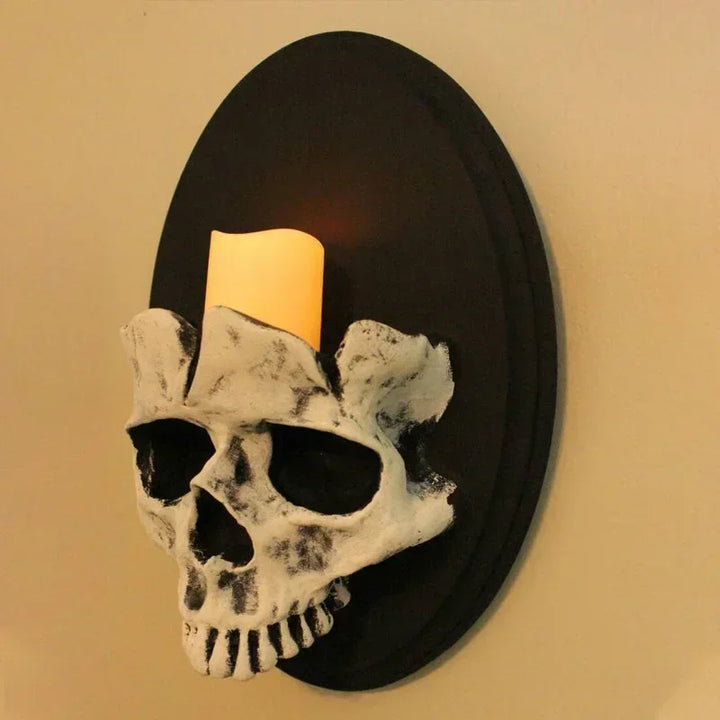 Bougeoir mural SkullTorch | Design crâne | Décor gothique et Halloween