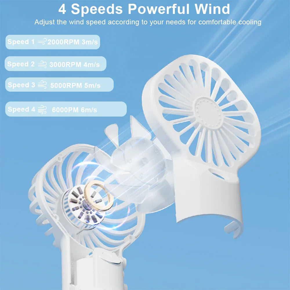 Brisella Air Mini Ventilateur Manuel avec Humidificateur | Fonction de Brumisation à 4 Niveaux | Rechargeable par USB | Portable & Silencieux