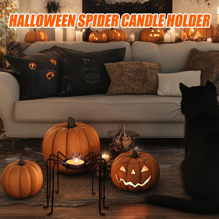 Arachnis | Bougeoirs Halloween en forme d'araignée | Support pour bougies chauffe-plat | 14×11 cm | Fer