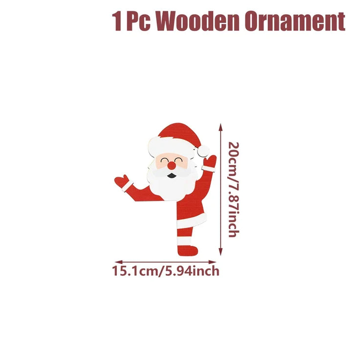 Décoration en Bois de Noël FrostiHome | Père Noël & Bonhomme de Neige | Plaque de Porte & Décoration d'Angle en Bois | Noël & Nouvel An 2026