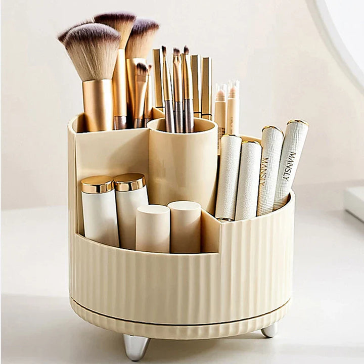 Clearlyn SpinBox Organisateur de maquillage rotatif en plastique | Boîte à cosmétiques avec compartiments | Rotation à 360° & gain de place | Aspect acrylique