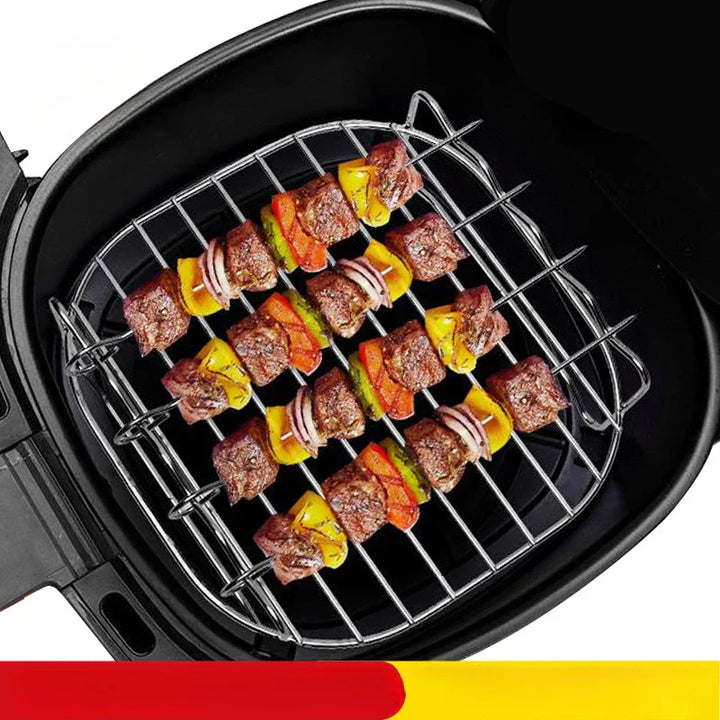 Grillvaro AllGrillPro Set de Grill BBQ en Acier Inoxydable | Avec Brochettes & Support | Pour Grill, Airfryer & Cuiseur Vapeur | Extérieur & Cuisine