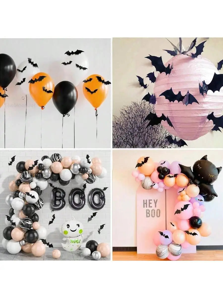 Décoration Murale BatStorm | 60 pièces de Chauves-souris 3D | Imperméable & Réutilisable | Décor Halloween