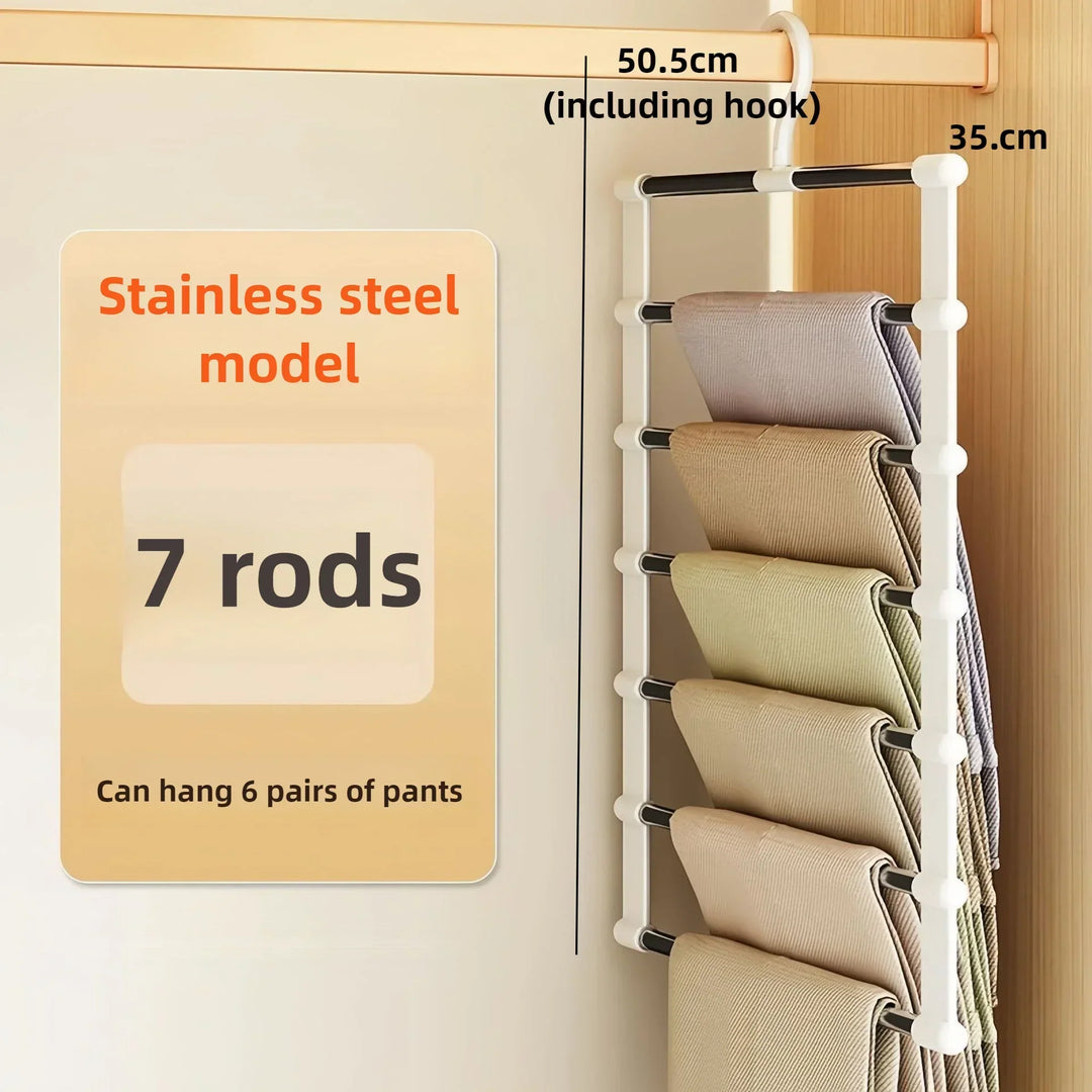 SteelSpace Porte-pantalon en acier inoxydable | 5/7 niveaux | Pliable et gain de place | Organisateur de placard