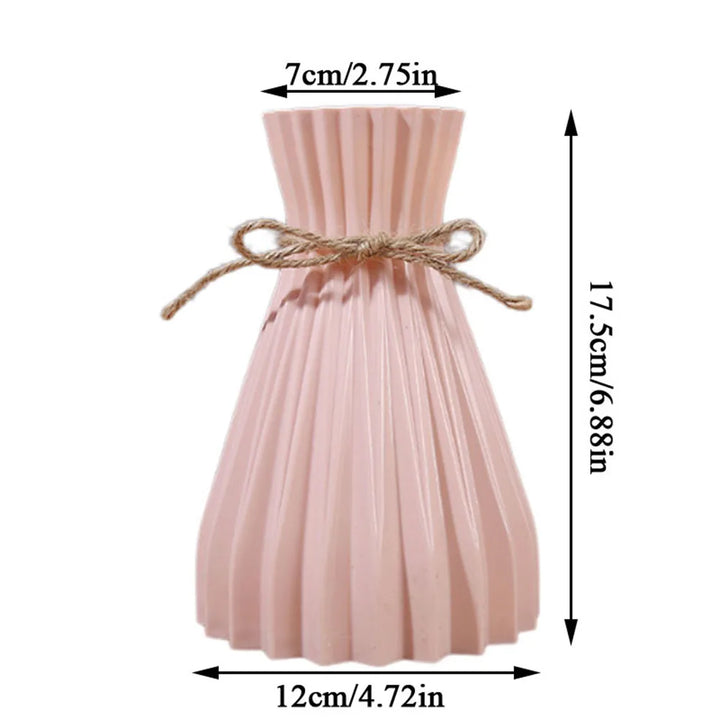 Vase à fleurs en plastique moderne | Design taille créatif | Léger & décoratif | 12×17,5×7 cm