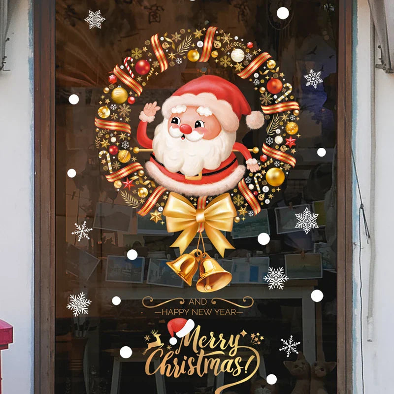 LumiFrost | Autocollants de fenêtre de Noël 2025 | Père Noël & Sapin de Noël | Autocollants de fenêtre amovibles pour vitres & murs | Décoration festive pour Noël & Nouvel An