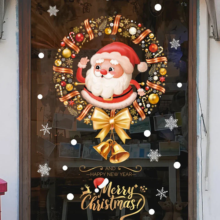 Glimoria | Autocollants de fenêtre de Noël 2025 | Père Noël & Sapin de Noël | Autocollants de fenêtre amovibles pour verre & murs | Décoration festive pour Noël & Nouvel An