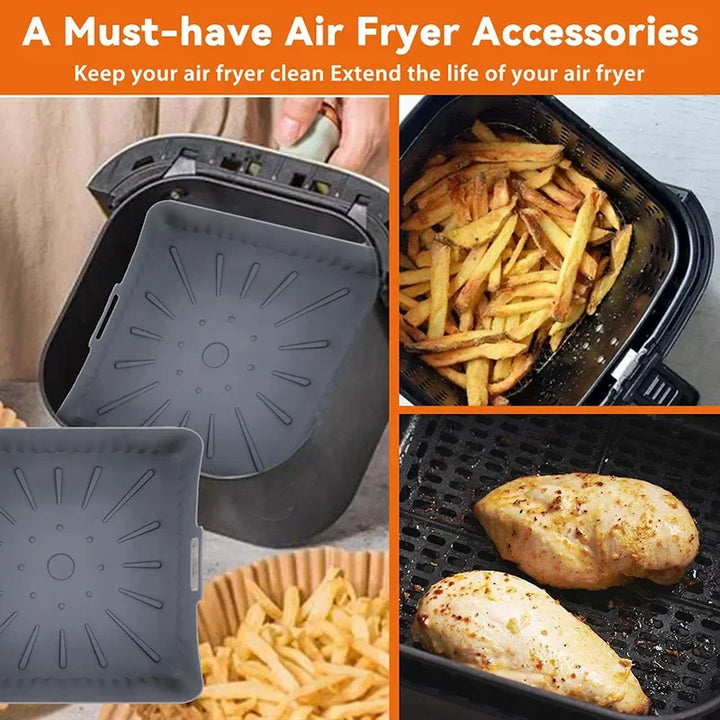 AirChef Liner | Tapis en silicone pour friteuse à air avec poignées | Réutilisable & Antiadhésif | Résistant à la chaleur jusqu'à 230 °C
