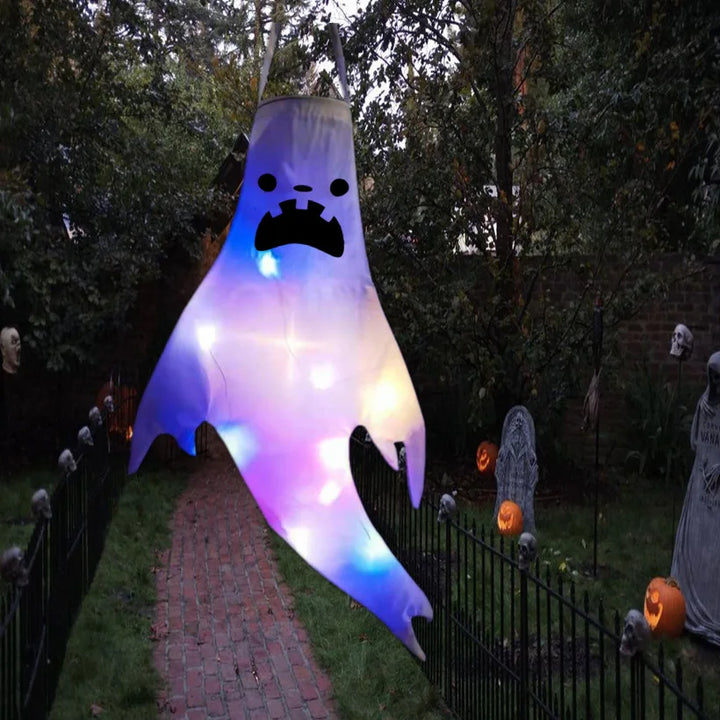 Halloween Fantômes Lumineux SpookyGlow | Décoration Suspendue LED Extérieure | Avec Visages Lumineux | Grand Format