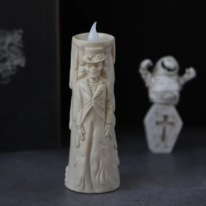 Bougie Halloween CreepyFlame | Bougie LED vacillante | Décoration effrayante pour fête, fenêtre et table