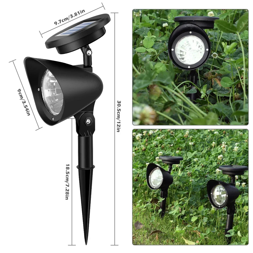 Projecteur solaire LumiFokus | Projecteur LED de jardin | Étanche IP65 | Pour arbres, chemins et éclairage paysager