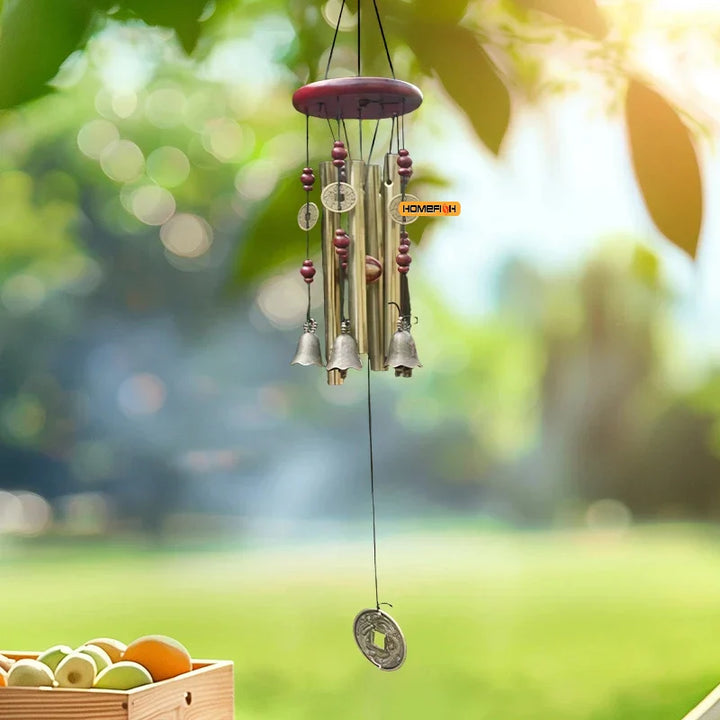 FortuneChime | Grande carillon en métal avec tubes sonores | Bois & Métal | Pour le jardin & la maison