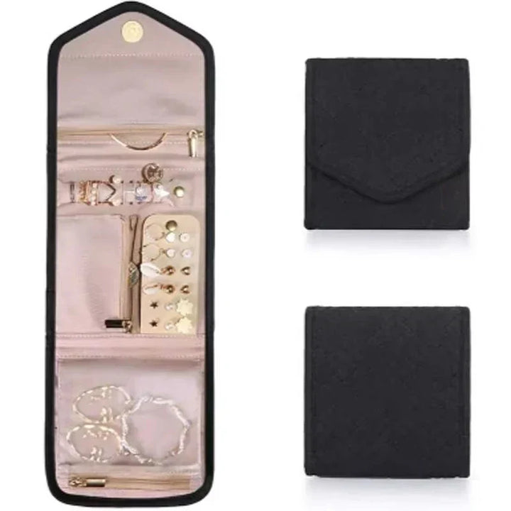 Trousse à bijoux Velmora Roll | Pliable & Gain de place | Pour les voyages & à la maison | Aspect velours en 3 couleurs